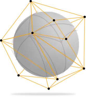 Connected sphere illustrating correlated AI and search data